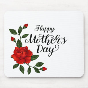 Tapis De Souris Simple Bonne Fête des Mères Floral Calligraphie