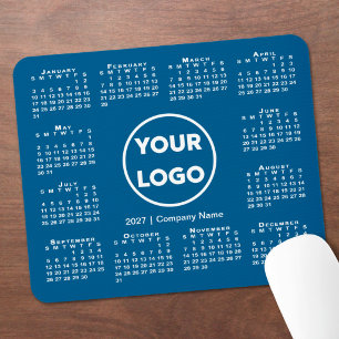 Tapis De Souris Simple calendrier 2027 Logo d'entreprise sur fond