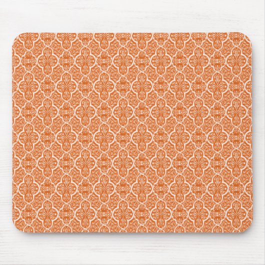 Tapis De Souris Simple classique Damask Mousepad, Tangerine (Devant)