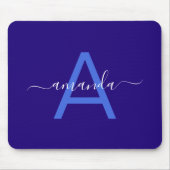 Tapis De Souris Simple Custom Name & Monogrammed Blue Personalized (Devant)