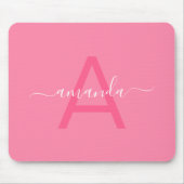 Tapis De Souris Simple Custom Name & Monogrammed Pink Personalized (Devant)