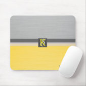 Tapis De Souris Simple deux tons jaune et gris Initiales Monogramm (Avec souris)