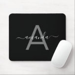 Tapis De Souris Simple Elegant Add Your Name & Monogrammed Black<br><div class="desc">Simple Elegant Add Your Name & Monogrammed Black Mousepad.</div>