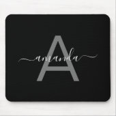 Tapis De Souris Simple Elegant Add Your Name & Monogrammed Black  (Devant)