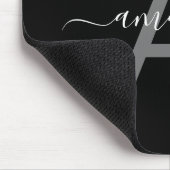 Tapis De Souris Simple Élégant Ajouter Votre Nom Et Noir Monogramm (Coin)