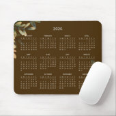 Tapis De Souris Simple Elegant Botanical 2026 Calendar | Mousepad (Avec souris)