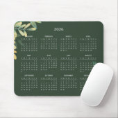Tapis De Souris Simple Elegant Botanical 2026 Calendar | Mousepad (Avec souris)