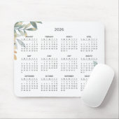 Tapis De Souris Simple Elegant Botanical 2026 Calendar | Mousepad (Avec souris)