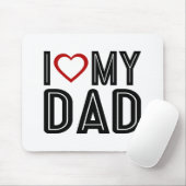 Tapis De Souris Simple J'Aime Le Coeur Ma Typographie Papa | Panie (Avec souris)