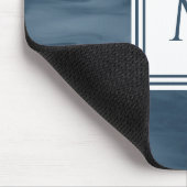 Tapis De Souris Simple Marine Bleu Marbre subtil Monogramme modern (Coin)