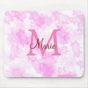 Tapis De Souris simple minimal ajouter nom monogramme rose rouge j