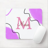 Tapis De Souris simple minimal ajouter nom monogramme rose rouge j (Avec souris)