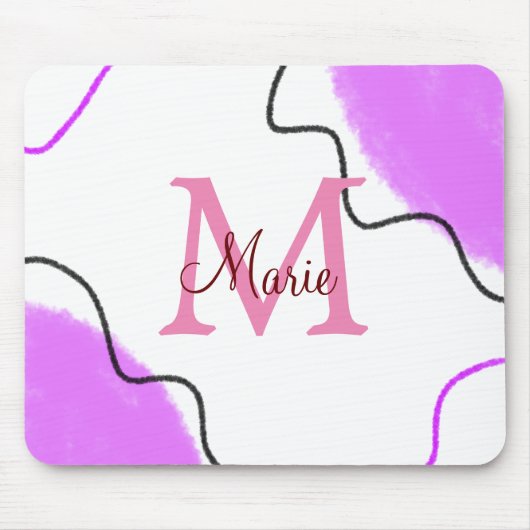 Tapis De Souris simple minimal ajouter nom monogramme rose rouge j (Devant)