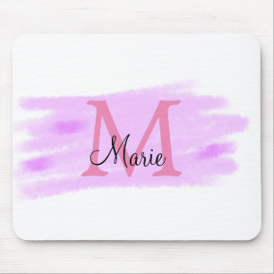 Tapis De Souris simple minimaliste ajouter nom monogramme aquarell