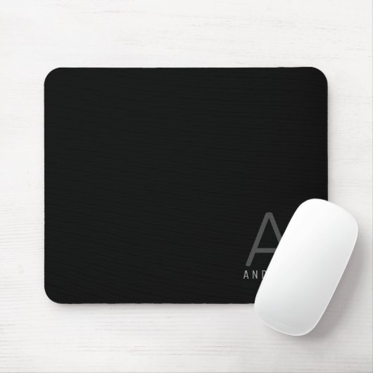 Tapis De Souris Simple moderne Monogramme Nom Souris Pad (Avec souris)