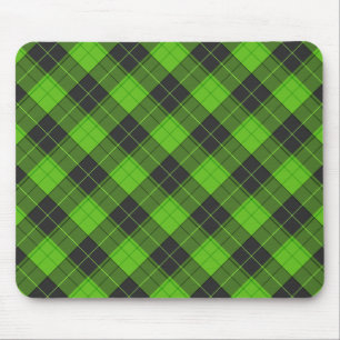Tapis De Souris Simple motif tartan diagonal en vert foncé