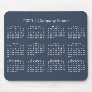 Tapis De Souris Simple Navy Blue White 2020 Calendrier Nom de la s