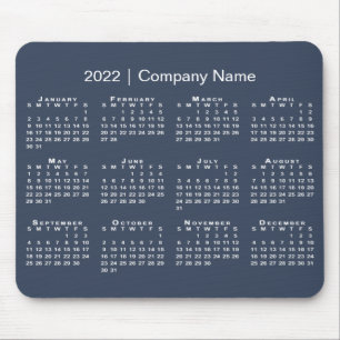 Tapis De Souris Simple Navy Blue White 2022 Calendar