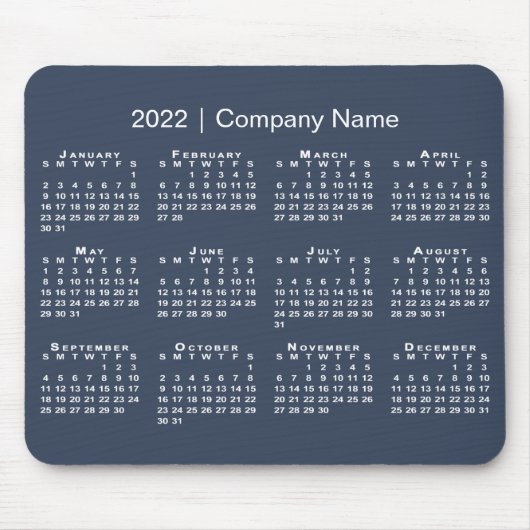 Tapis De Souris Simple Navy Blue White 2022 Calendar (Devant)