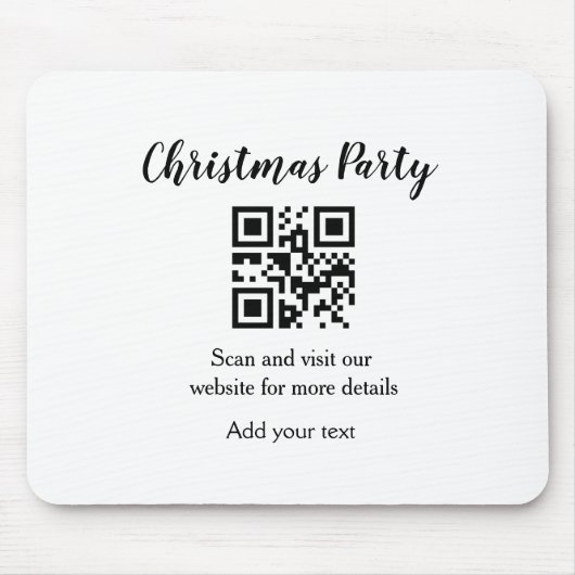 Tapis De Souris Simple noël fête site code barre QR ajouter nom (Devant)