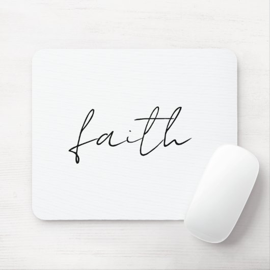 Tapis De Souris Simple Noir Blanc Main Écrite Faith Art (Avec souris)
