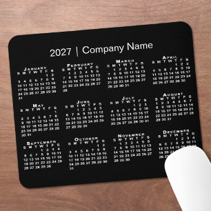 Tapis De Souris Simple Nom de l'entreprise Calendrier 2027 Noir