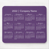 Tapis De Souris Simple Purple White 2022 Calendrier Nom de la soci (Devant)