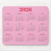 Tapis De Souris Simple red and pink 2026 Calendar  (Devant)