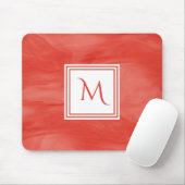 Tapis De Souris Simple rouge orange subtil marbre moderne Monogram (Avec souris)