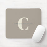 Tapis De Souris Simple Stylish Chic Monogram Name in Taupe Brown<br><div class="desc">Simple Stylish Chic Monogram Name in Taupe Brown Mouse Pad</div>