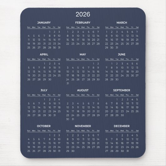 Tapis De Souris Simple Yet Elegant 2026 Calendar | Mousepad (Devant)