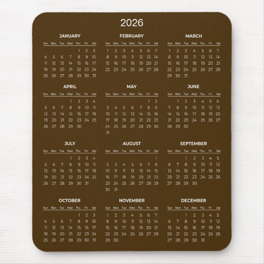Tapis De Souris Simple Yet Elegant 2026 Calendar | Mousepad (Devant)