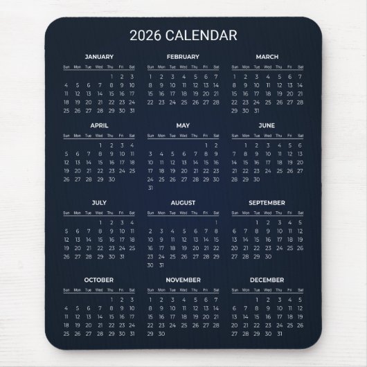 Tapis De Souris Simple Yet Elegant 2026 Calendar | Mousepad (Devant)