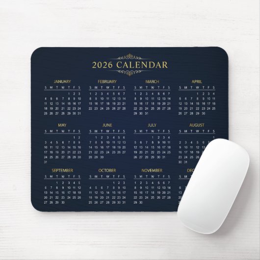 Tapis De Souris Simple Yet Elegant 2026 Calendar | Mousepad (Avec souris)