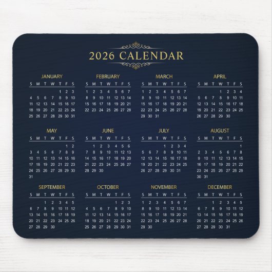 Tapis De Souris Simple Yet Elegant 2026 Calendar | Mousepad (Devant)