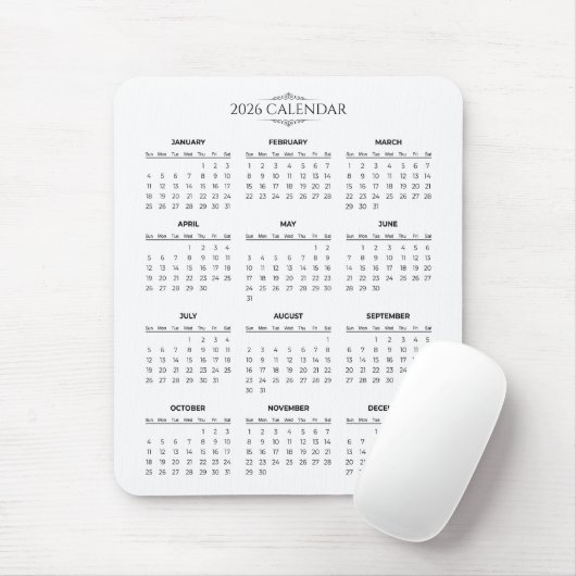 Tapis De Souris Simple Yet Elegant 2026 Calendar | Mousepad (Avec souris)