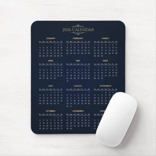 Tapis De Souris Simple Yet Elegant 2026 Calendar | Mousepad (Avec souris)