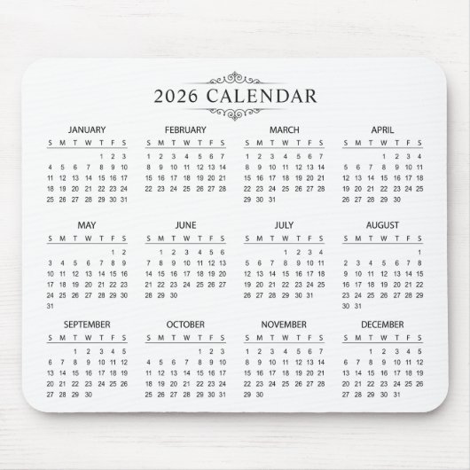 Tapis De Souris Simple Yet Elegant 2026 Calendar | Mousepad (Devant)