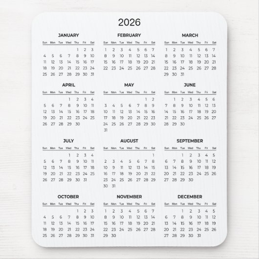 Tapis De Souris Simple Yet Elegant 2026 Calendar | Mousepad (Devant)