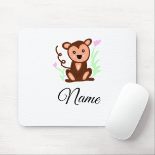 Tapis De Souris singe animal aquarelle marron ajouter nom texte