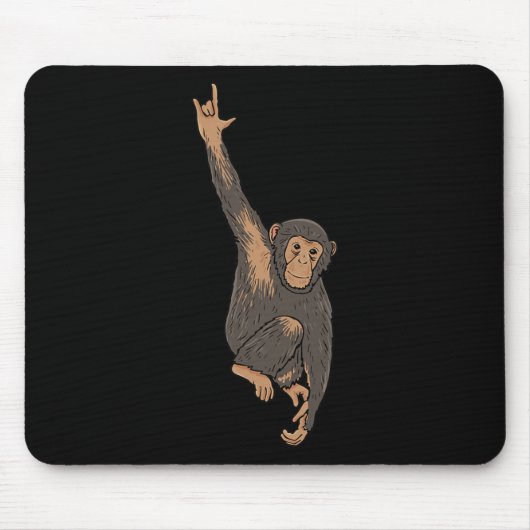 Tapis De Souris Singe Asl Gésture main Sourds Acteurs de perte aud (Devant)