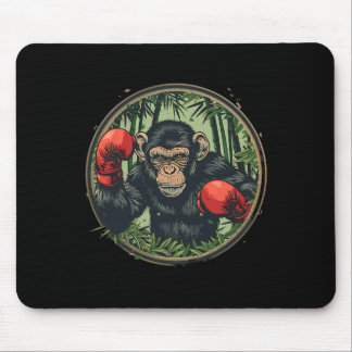 Tapis De Souris Singe boxeur avec gants de boxe Kickboxing Drôle B