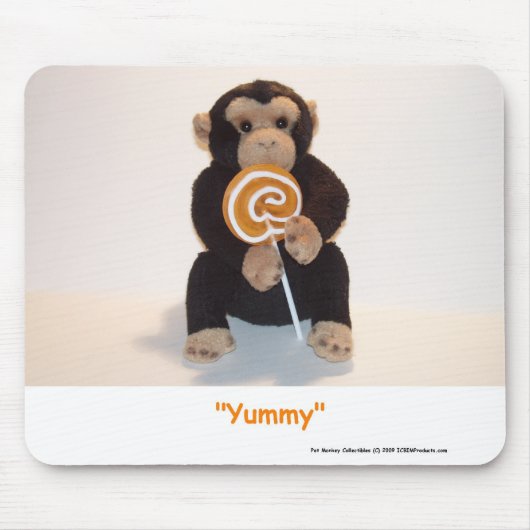 Tapis De Souris Singe d'animaux de compagnie mangeant une énorme s (Devant)