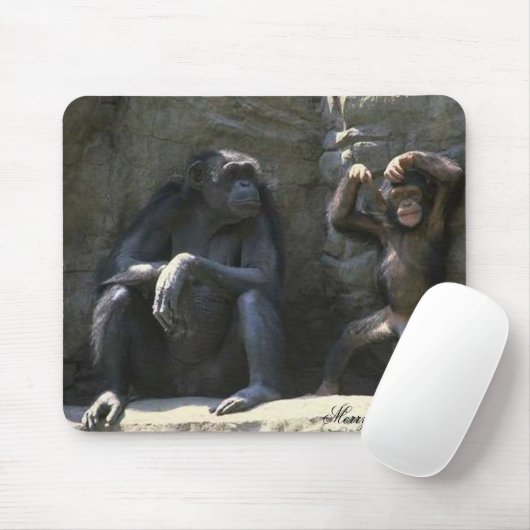 Tapis De Souris Singe de maman et de bébé (Avec souris)