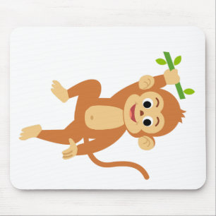 Tapis De Souris Singe mignon avec bambou