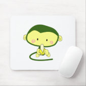 Tapis De Souris Singe mignon de bande dessinée mangeant une banane (Avec souris)