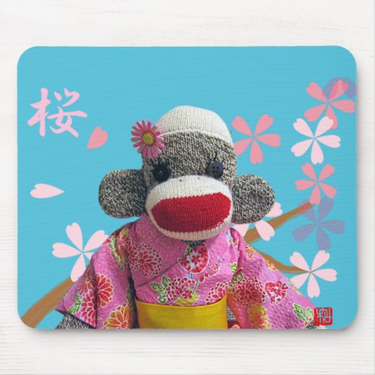 Tapis De Souris Singe Mousepad de chaussette de Sakura (Devant)
