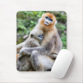 Tapis De Souris Singe roux à nez retroussé avec bébé (Avec souris)