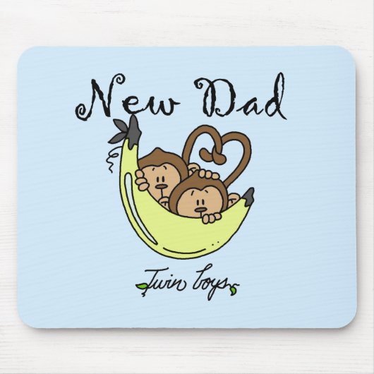 Tapis De Souris Singes Papa de jumeaux T-shirts et cadeaux (Devant)