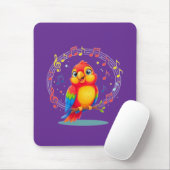 Tapis De Souris **Singing Parrot – Cute Parrot Singing Illustratio (Avec souris)